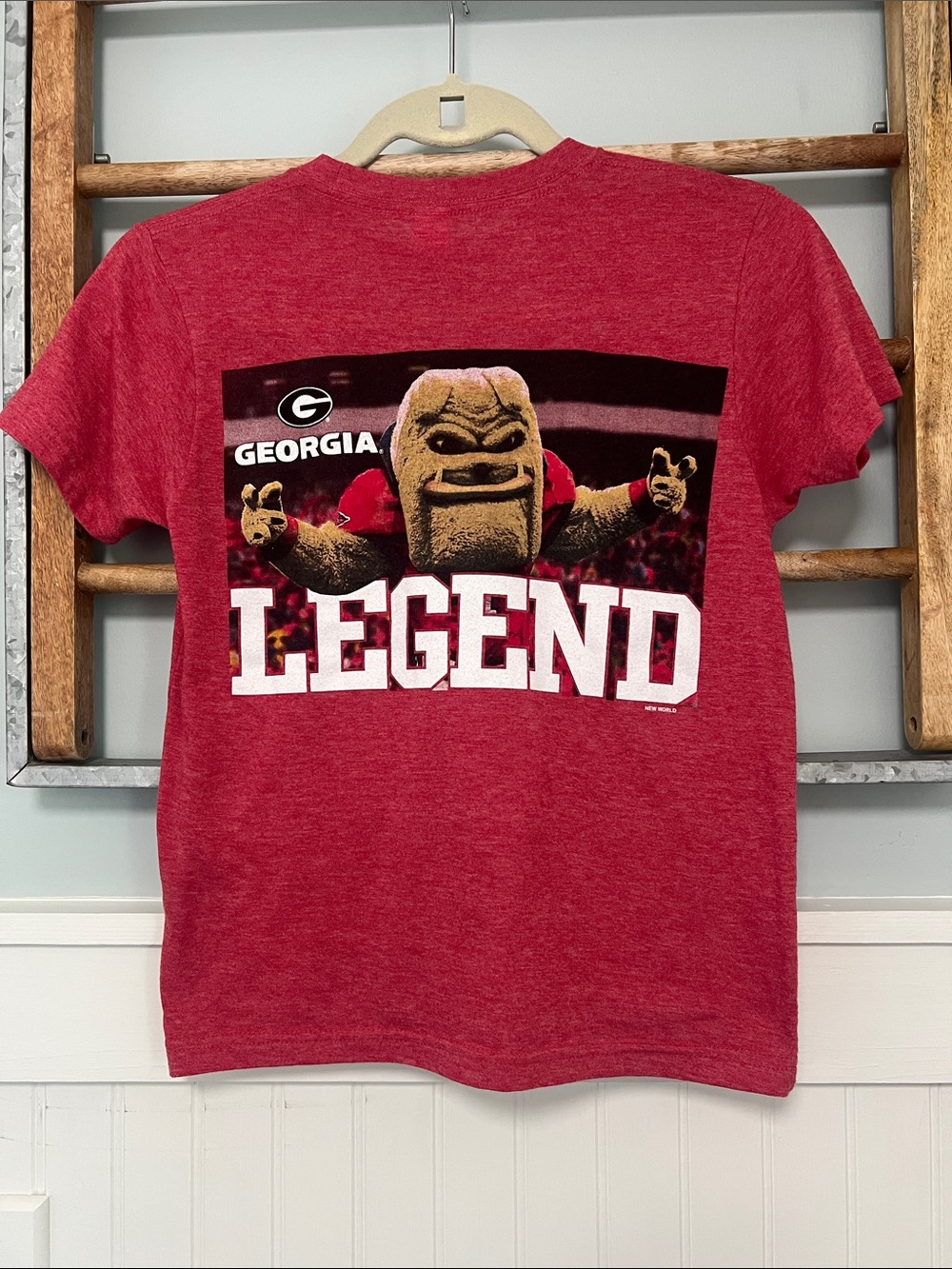 Youth University of Georgia UGA size medium M bulldog T-shirt red heathered